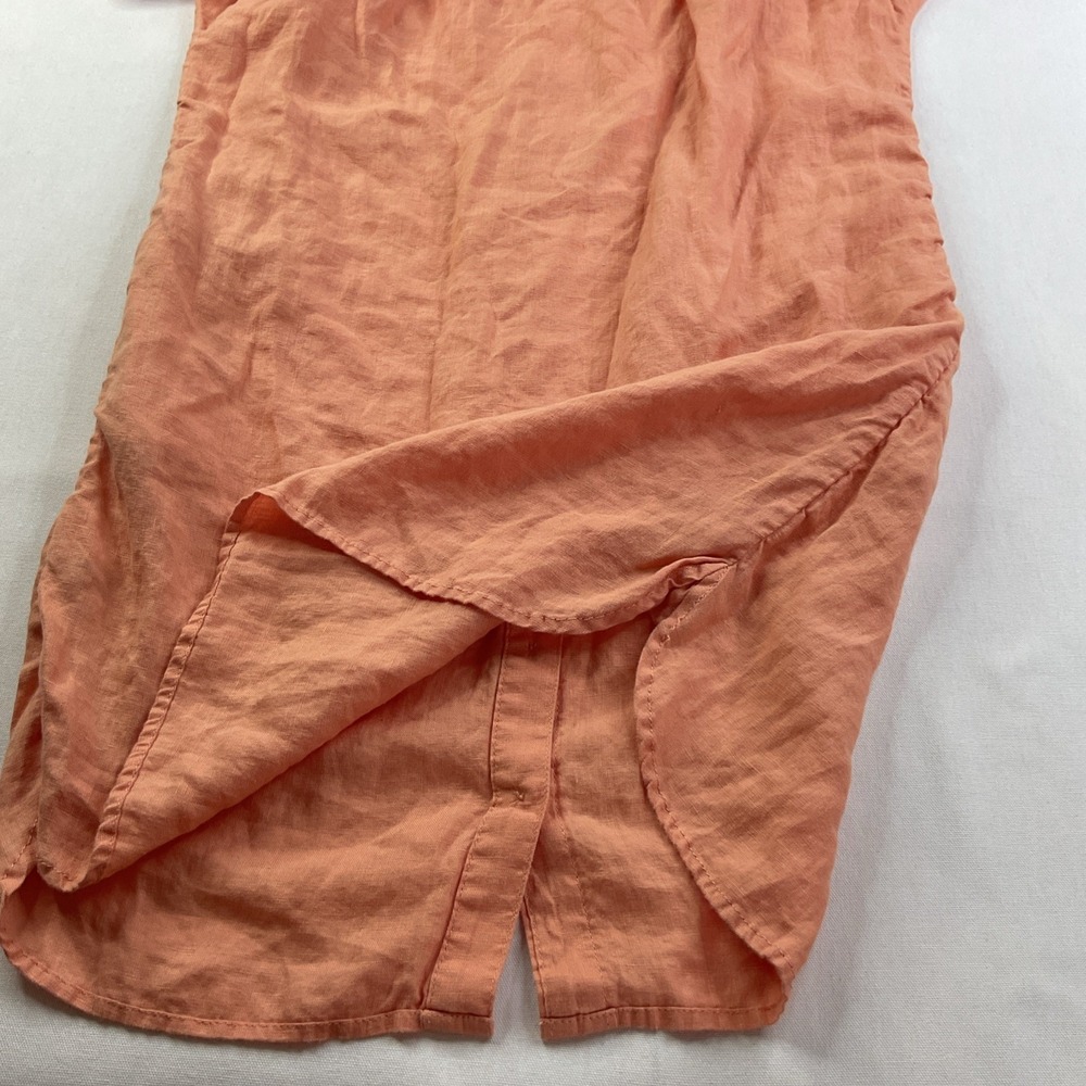J Crew Shirt Dress 100% Linen Short Sleeve Button Up Relaxed Fit Pockets Sz 2XS - Picture 5 of 8